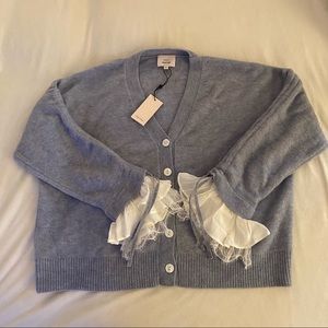 NWT Cinq A Sept Atlas Layered Sleeve Cardigan In Powder Blue XL